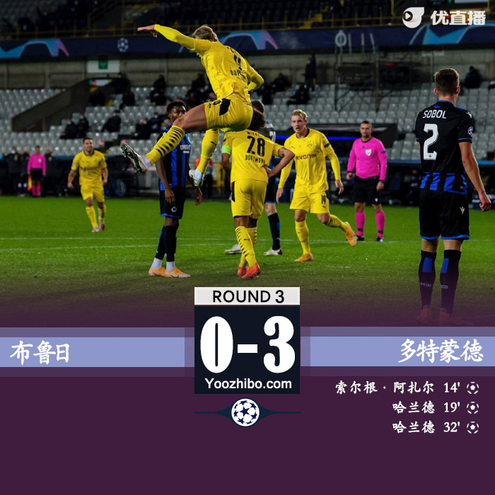 <a href=/football/dortmund/ target=_blank class=infotextkey>多特蒙德</a>3-0布鲁日