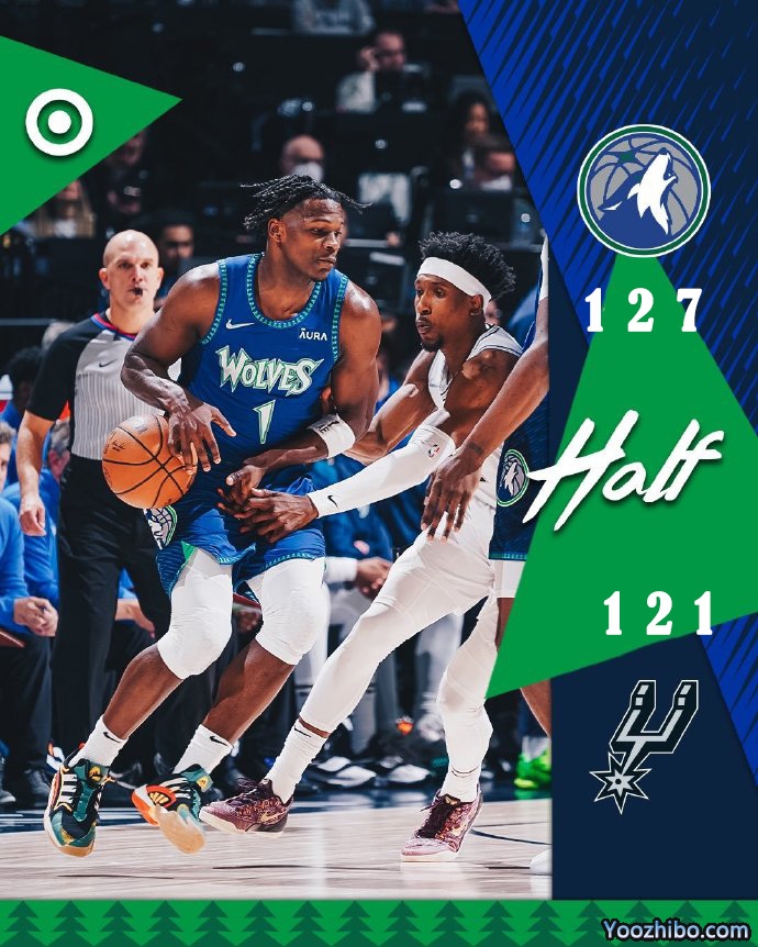 森林狼127-121力克马刺 爱德华兹49+6+8&得分生涯新高 唐斯21+13